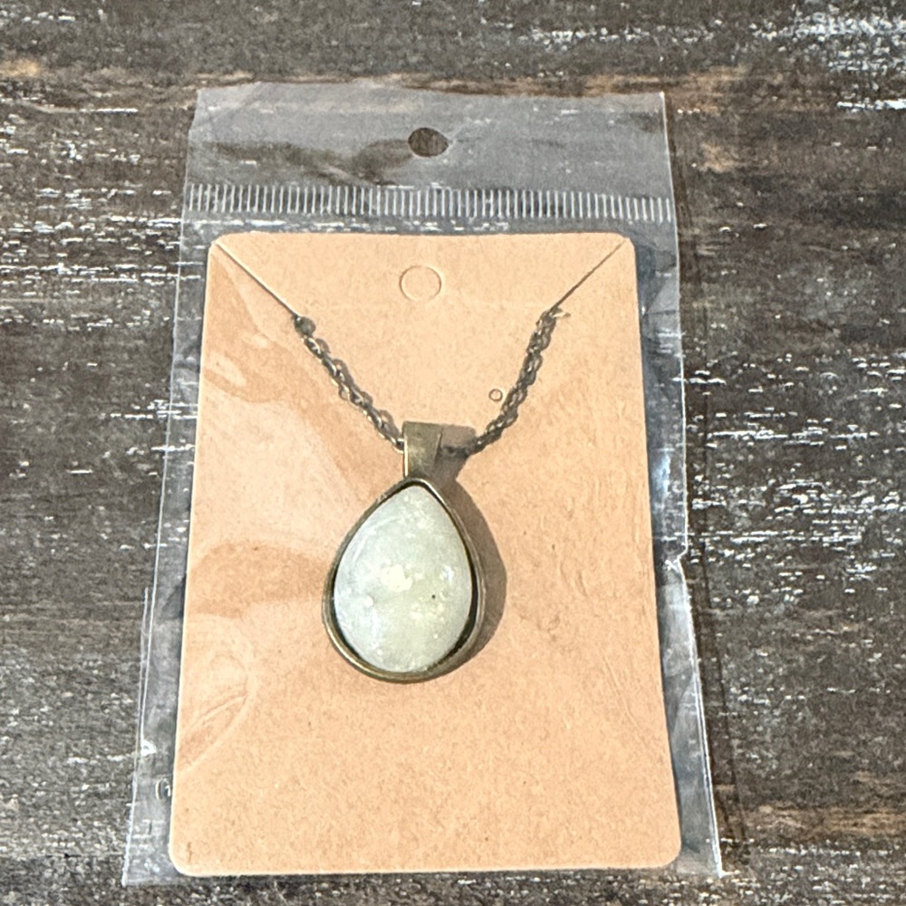 Teardrop Soft White Pendant Necklace - Unbranded
